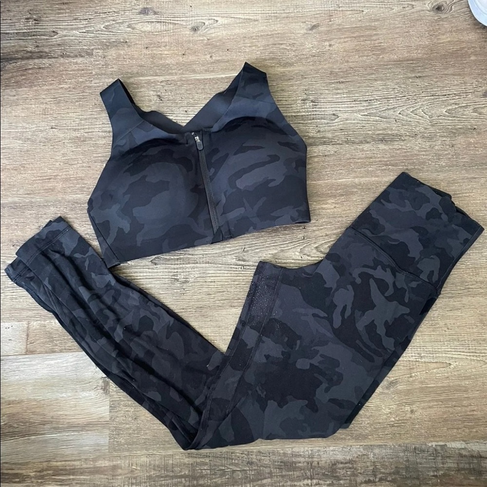 Lululemon Enlite Bra 32DD 32 DD Incognito Camo Leggings 4